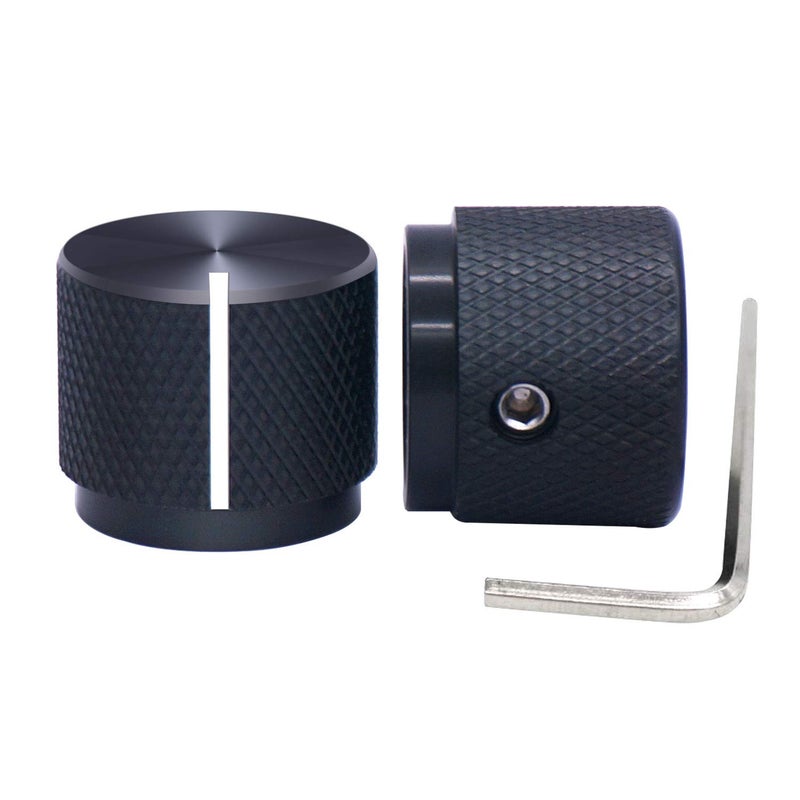 Taiss 2pcs Black Aluminum Rotary Electronic Control Potentiometer, Volume & Switch Knob, 20mm Dia. x 17mm Height for 6mm Shaft - Image 1